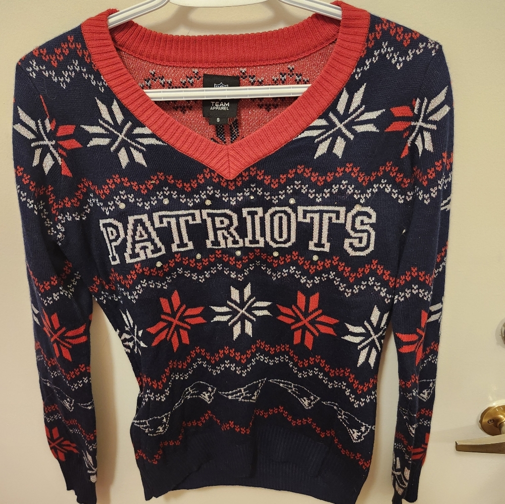 Women's Patriots Sweater - Red and Blue, Lights Up, Size S, EUC